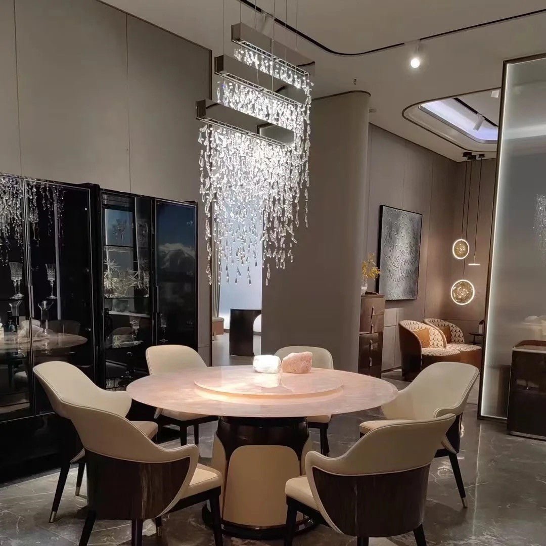 Modern Creative Waterfall Tassel Crystal Chandelier for Dining Room/Kitchen Island-Nobipets