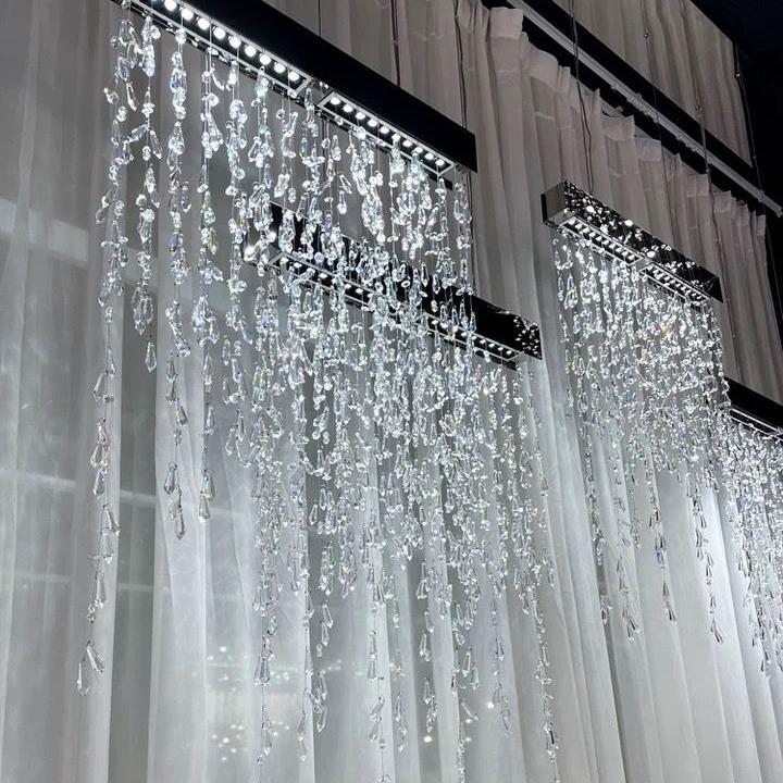 Modern Creative Waterfall Tassel Crystal Chandelier for Dining Room/Kitchen Island-Nobipets