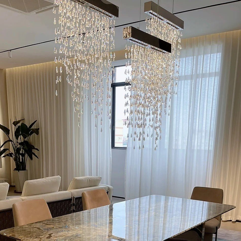 Modern Creative Waterfall Tassel Crystal Chandelier for Dining Room/Kitchen Island-Nobipets