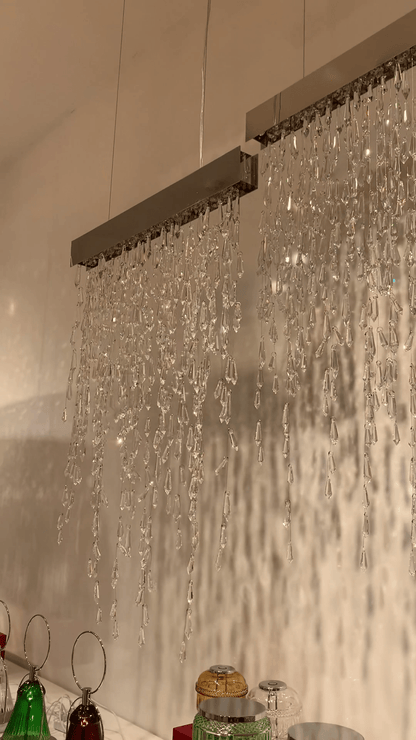 Modern Creative Waterfall Tassel Crystal Chandelier for Dining Room/Kitchen Island-Nobipets