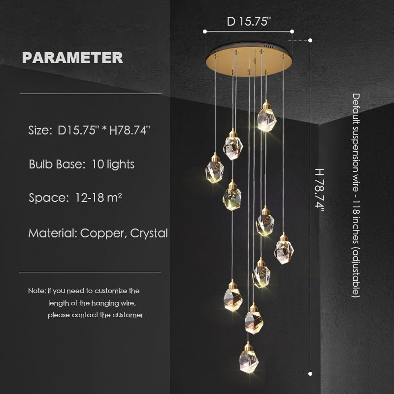 Modern Crystal Chandelier Foyer Living Room Droplight Hall Decoration Lights-Nobipets