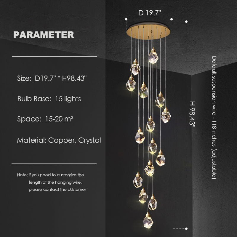 Modern Crystal Chandelier Foyer Living Room Droplight Hall Decoration Lights-Nobipets