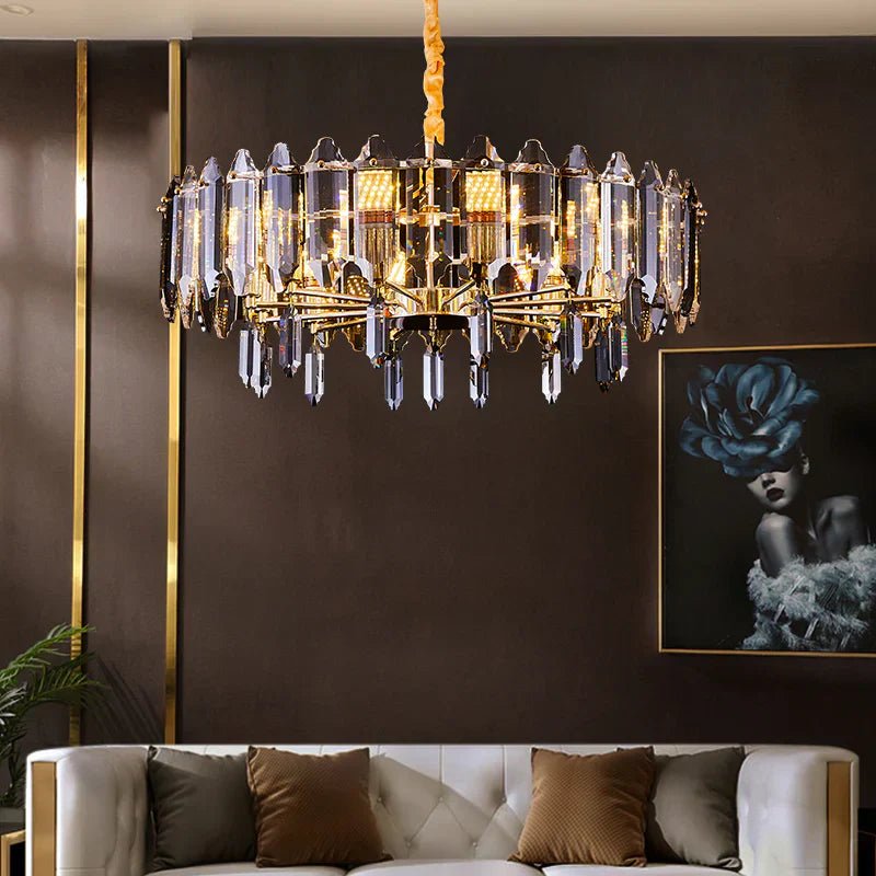 Modern Elegant Transparent Crystal Gold Chandelier Suit for Dining/Living Room-Nobipets