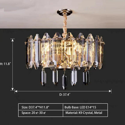 Modern Elegant Transparent Crystal Gold Chandelier Suit for Dining/Living Room-Nobipets