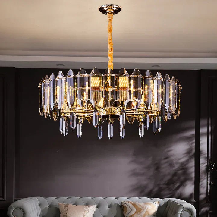 Modern Elegant Transparent Crystal Gold Chandelier Suit for Dining/Living Room-Nobipets