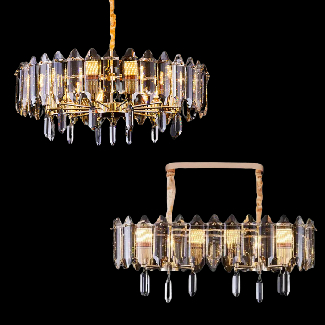 Modern Elegant Transparent Crystal Gold Chandelier Suit for Dining/Living Room-Nobipets
