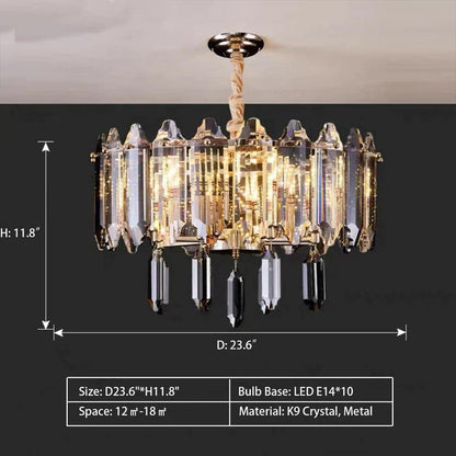 Modern Elegant Transparent Crystal Gold Chandelier Suit for Dining/Living Room-Nobipets