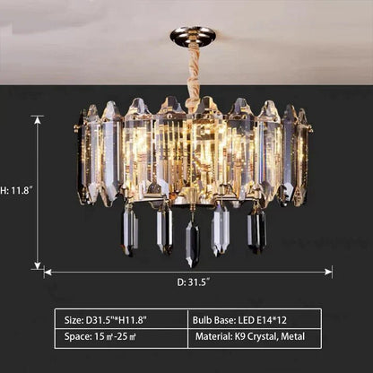 Modern Elegant Transparent Crystal Gold Chandelier Suit for Dining/Living Room-Nobipets