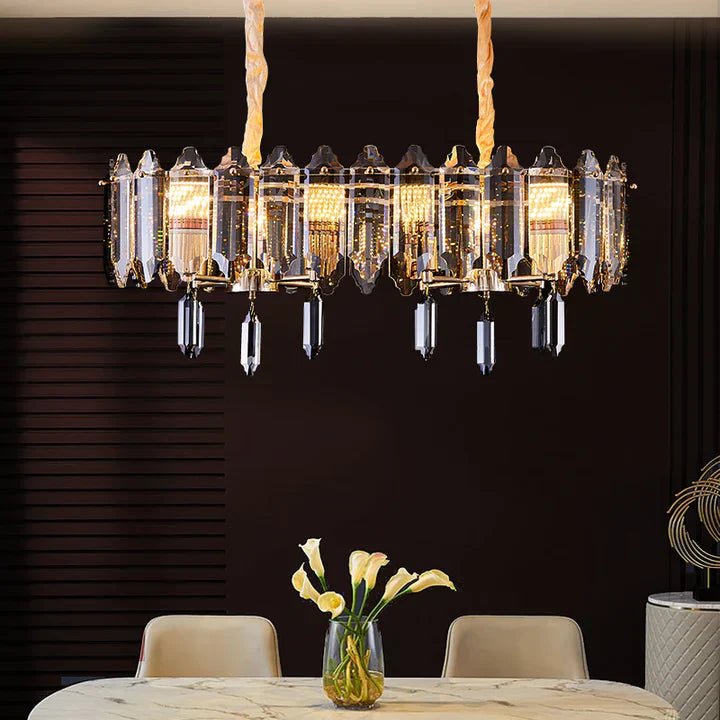 Modern Elegant Transparent Crystal Gold Chandelier Suit for Dining/Living Room-Nobipets