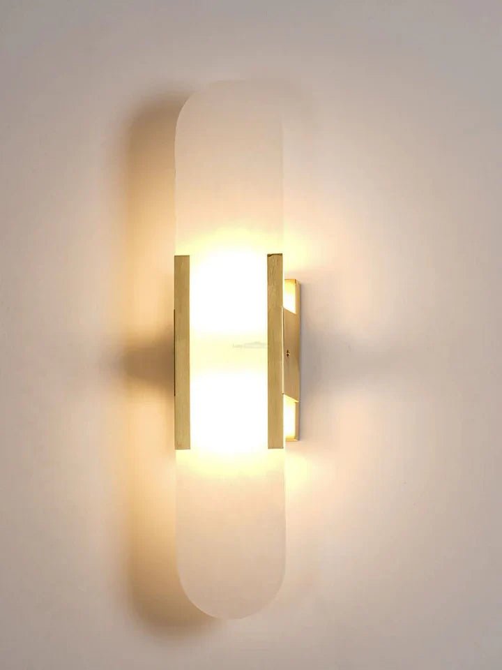 Modern Elongated Alabaster Linear Wall Sconce
