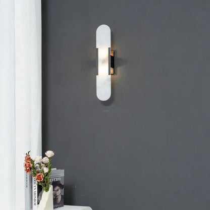 Modern Elongated Alabaster Linear Wall Sconce