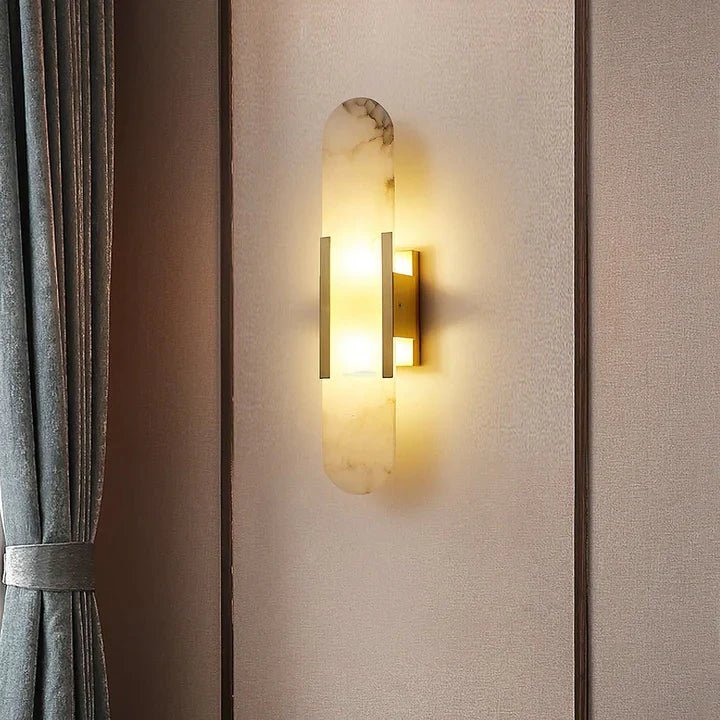 Modern Elongated Alabaster Linear Wall Sconce