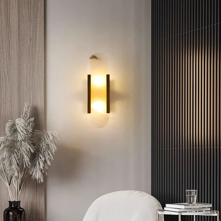 Modern Elongated Alabaster Linear Wall Sconce