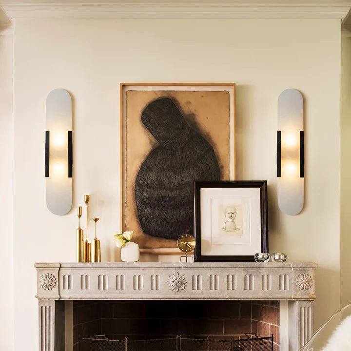 Modern Elongated Alabaster Linear Wall Sconce