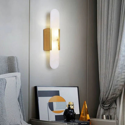 Modern Elongated Alabaster Linear Wall Sconce