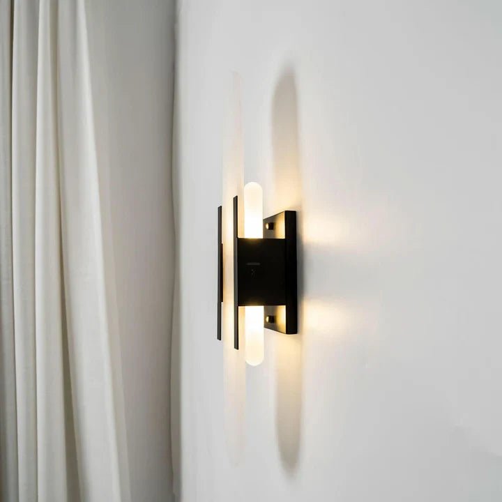 Modern Elongated Alabaster Linear Wall Sconce