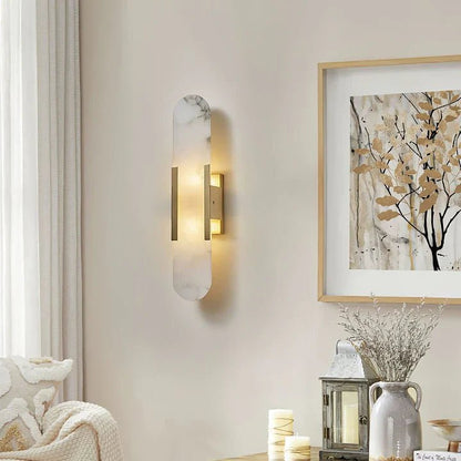 Modern Elongated Alabaster Linear Wall Sconce