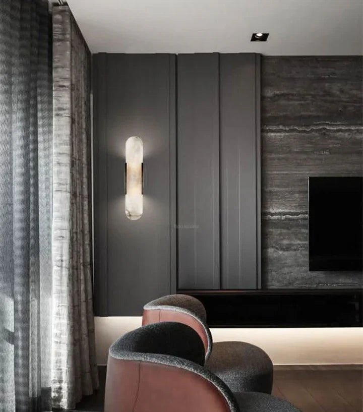 Modern Elongated Alabaster Linear Wall Sconce