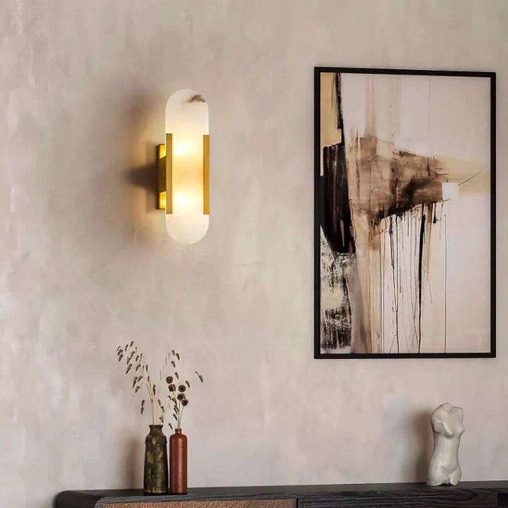 Modern Elongated Alabaster Linear Wall Sconce