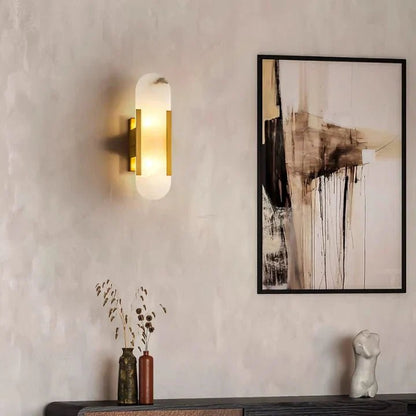 Modern Elongated Alabaster Linear Wall Sconce