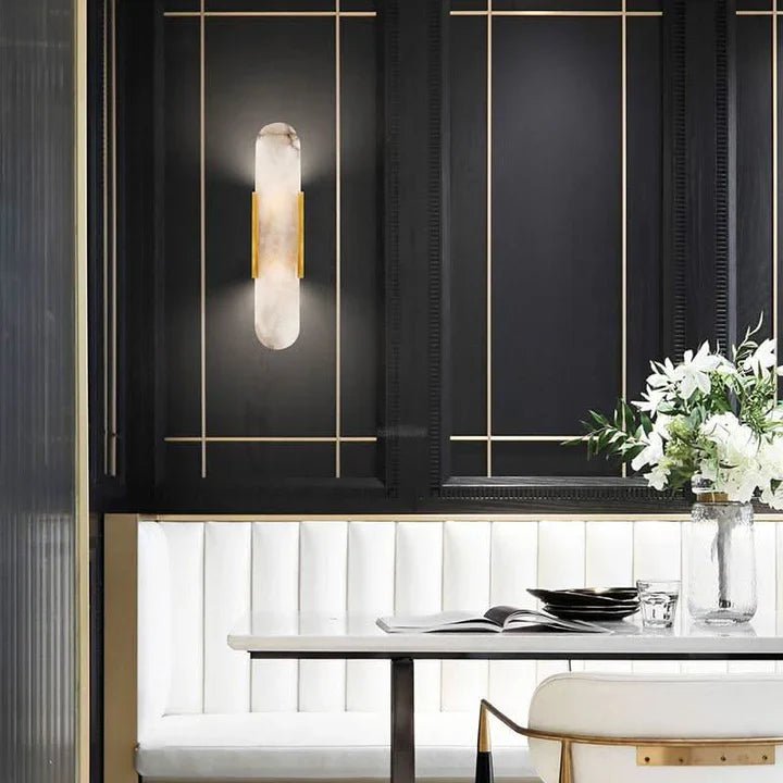 Modern Elongated Alabaster Linear Wall Sconce