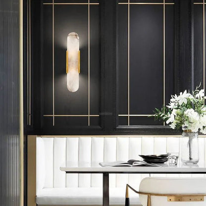 Modern Elongated Alabaster Linear Wall Sconce