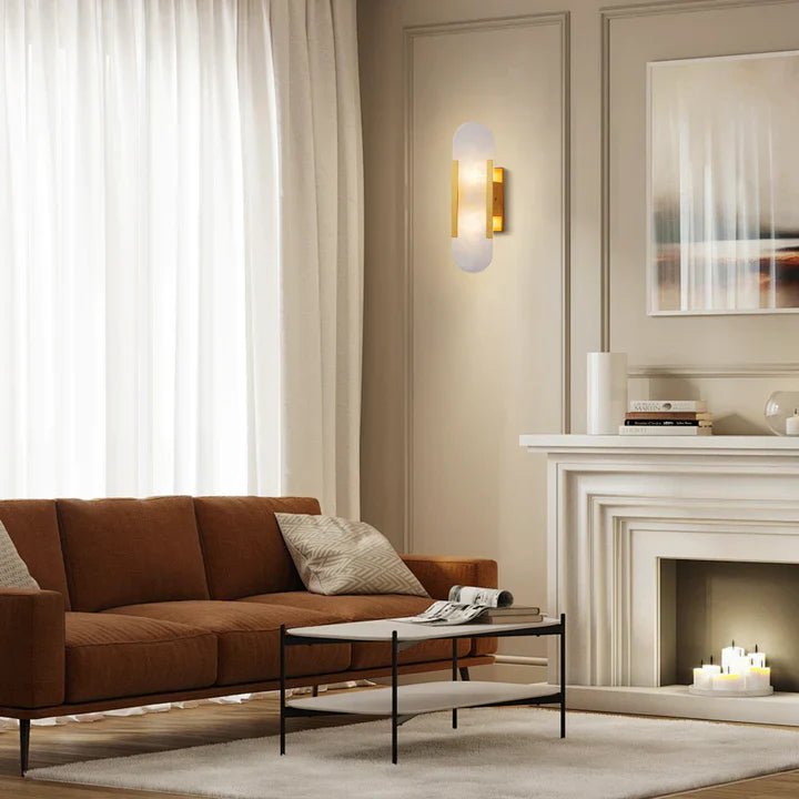 Modern Elongated Alabaster Linear Wall Sconce