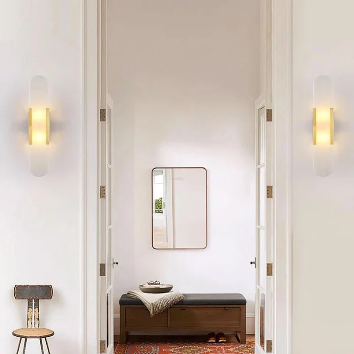 Modern Elongated Alabaster Linear Wall Sconce