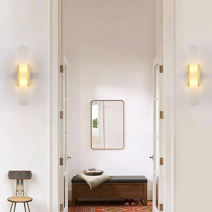 Modern Elongated Alabaster Linear Wall Sconce