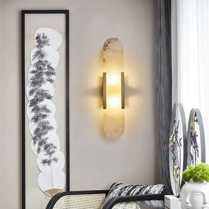 Modern Elongated Alabaster Linear Wall Sconce