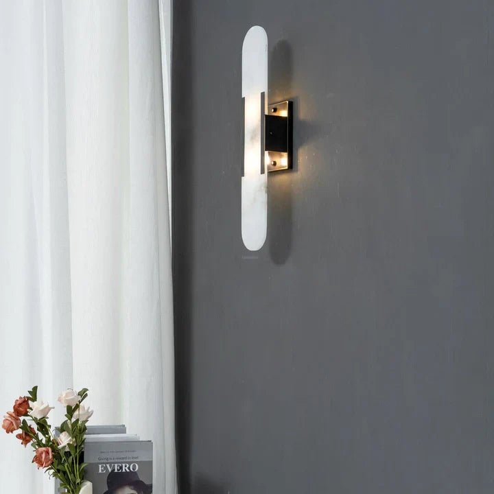 Modern Elongated Alabaster Linear Wall Sconce