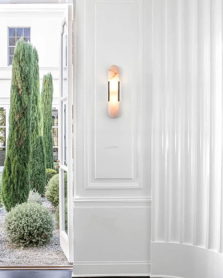 Modern Elongated Alabaster Linear Wall Sconce