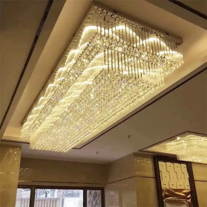 Modern Extra 2/3 Tiered Flush Mount Crystal Chandelier for Large Area-Nobipets
