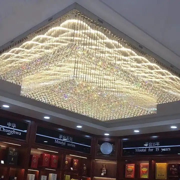 Modern Extra 2/3 Tiered Flush Mount Crystal Chandelier for Large Area-Nobipets