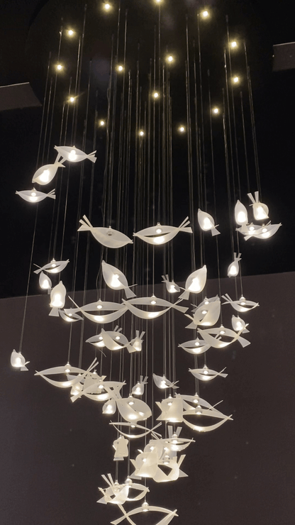 Modern Floating Acrylic Fish Chandelier for Staircase/Foyer/Living Room-Nobipets