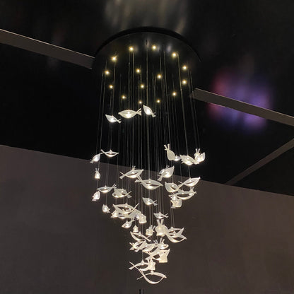 Modern Floating Acrylic Fish Chandelier for Staircase/Foyer/Living Room-Nobipets