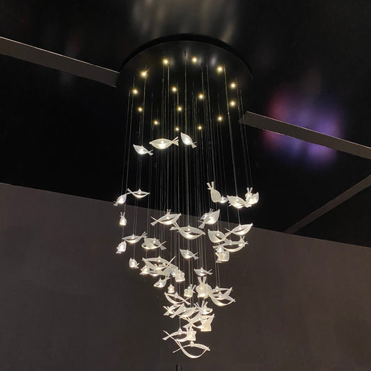 Modern Floating Acrylic Fish Chandelier for Staircase/Foyer/Living Room-Nobipets