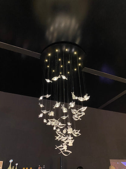 Modern Floating Acrylic Fish Chandelier for Staircase/Foyer/Living Room-Nobipets