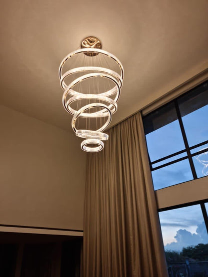 Modern Front Entryway Chandelier 3/4/5/6/7 Rings Crystal Gold/ Chrome Finish Ceiling Lamp-Nobipets