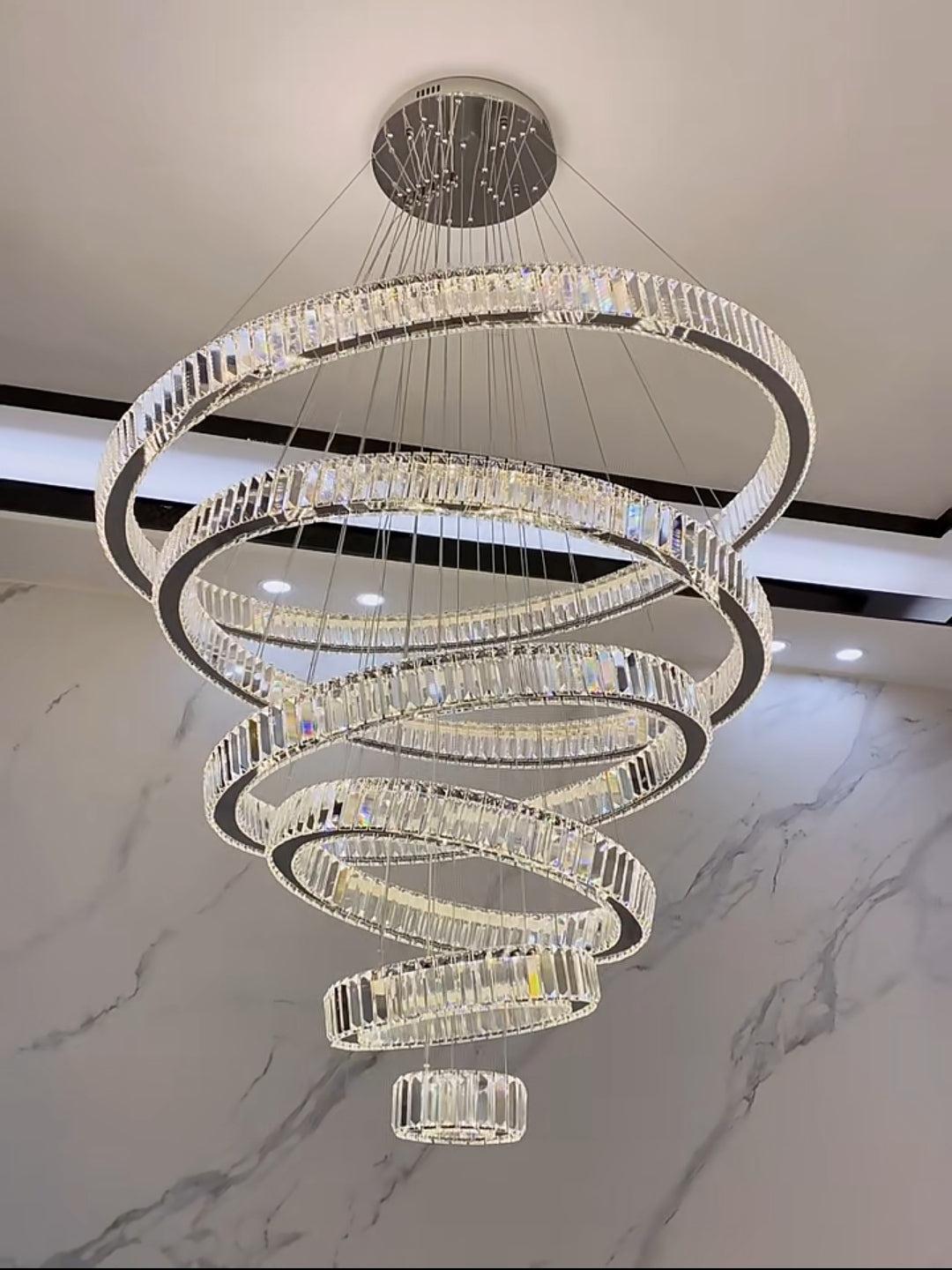 Modern Front Entryway Chandelier 3/4/5/6/7 Rings Crystal Gold/ Chrome Finish Ceiling Lamp-Nobipets