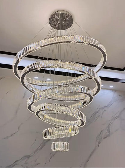 Modern Front Entryway Chandelier 3/4/5/6/7 Rings Crystal Gold/ Chrome Finish Ceiling Lamp-Nobipets