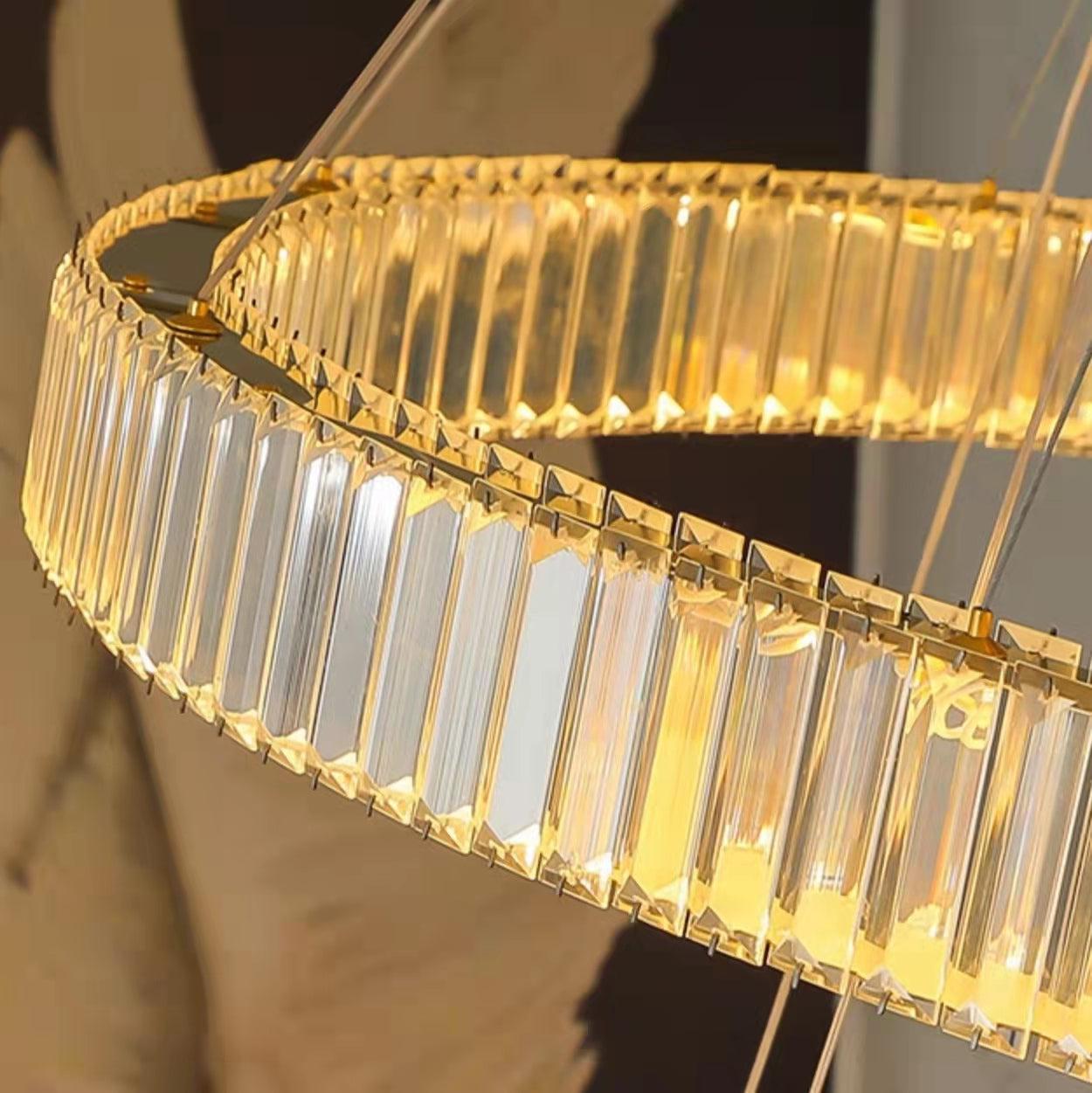 Modern Front Entryway Chandelier 3/4/5/6/7 Rings Crystal Gold/ Chrome Finish Ceiling Lamp-Nobipets
