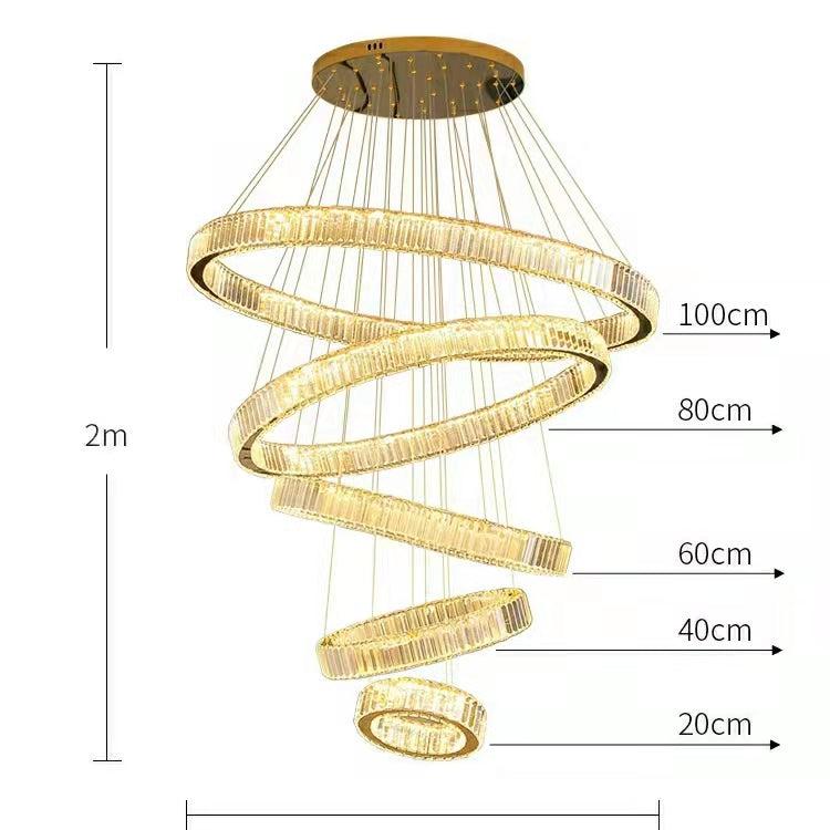 Modern Front Entryway Chandelier 3/4/5/6/7 Rings Crystal Gold/ Chrome Finish Ceiling Lamp-Nobipets