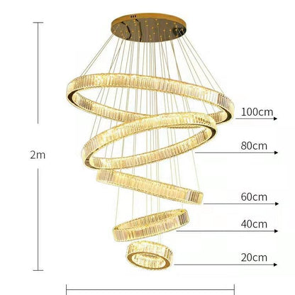 Modern Front Entryway Chandelier 3/4/5/6/7 Rings Crystal Gold/ Chrome Finish Ceiling Lamp-Nobipets