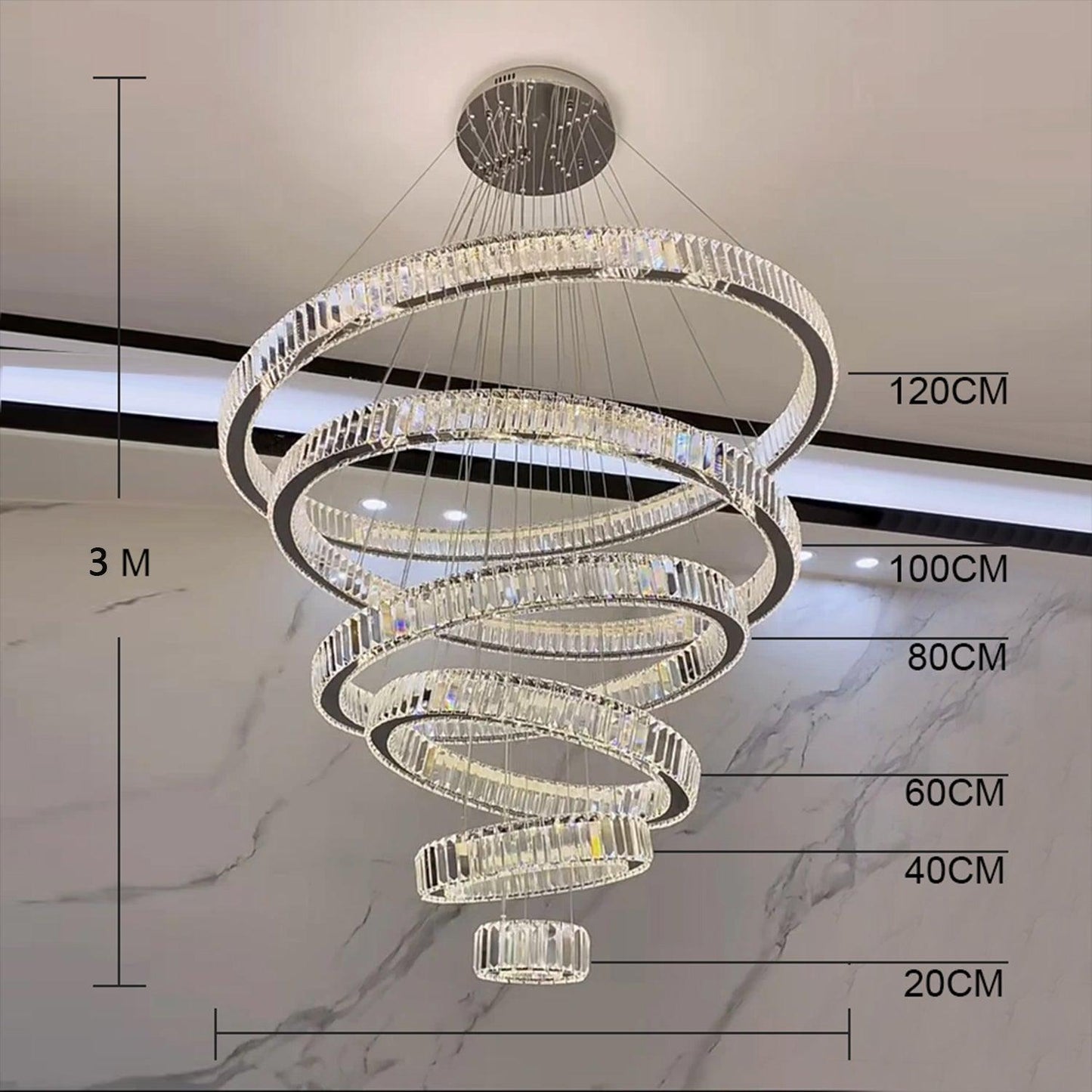 Modern Front Entryway Chandelier 3/4/5/6/7 Rings Crystal Gold/ Chrome Finish Ceiling Lamp-Nobipets