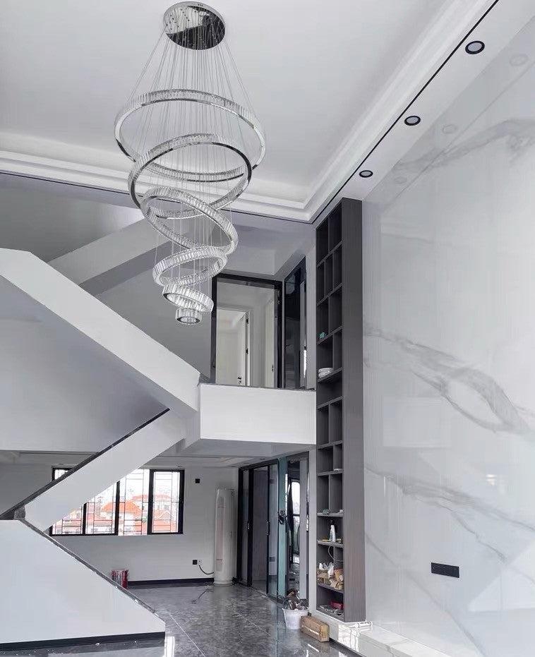 Modern Front Entryway Chandelier 3/4/5/6/7 Rings Crystal Gold/ Chrome Finish Ceiling Lamp-Nobipets