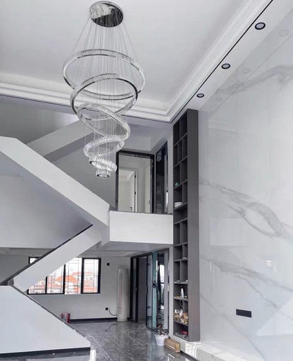 Modern Front Entryway Chandelier 3/4/5/6/7 Rings Crystal Gold/ Chrome Finish Ceiling Lamp-Nobipets