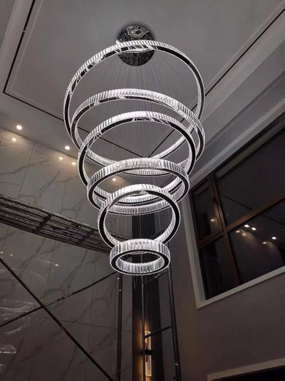 Modern Front Entryway Chandelier 3/4/5/6/7 Rings Crystal Gold/ Chrome Finish Ceiling Lamp-Nobipets