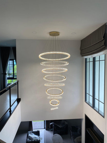 Modern Front Entryway Chandelier 3/4/5/6/7 Rings Crystal Gold/ Chrome Finish Ceiling Lamp-Nobipets