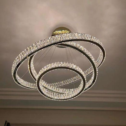 Modern Front Entryway Chandelier 3/4/5/6/7 Rings Crystal Gold/ Chrome Finish Ceiling Lamp-Nobipets